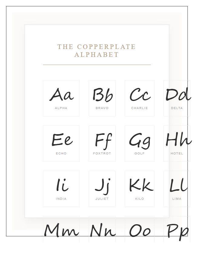 Elegant Calligraphy Alphabet Chart Printable