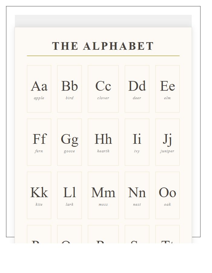 Heritage Style Alphabet Chart Printable