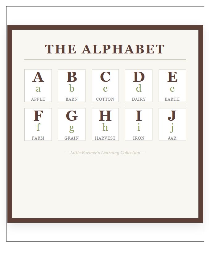 Rustic Farmhouse Alphabet Chart Printable