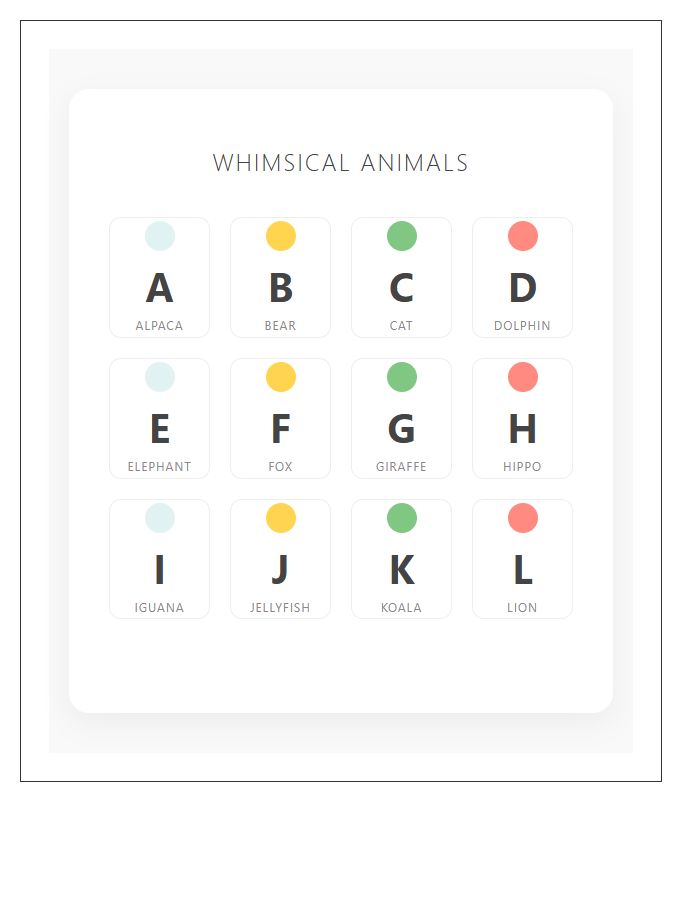 Whimsical Animal Alphabet Chart Printable