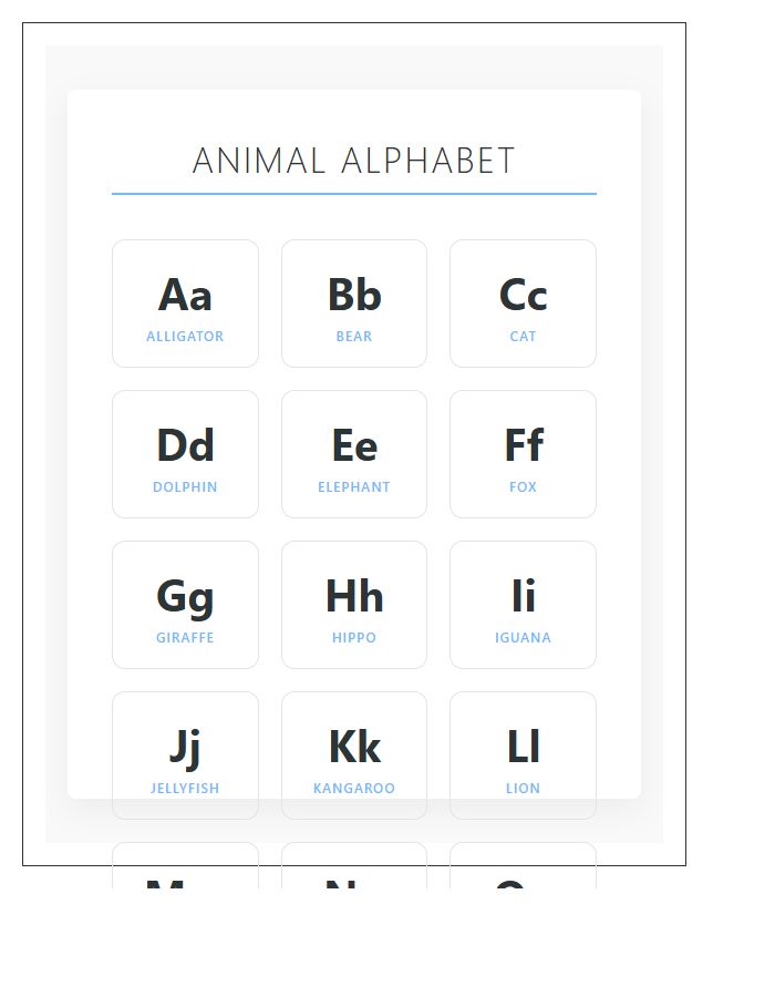 Animal Theme Printable Alphabet Chart