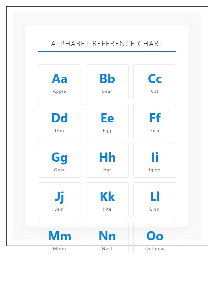 Early Literacy Printable Alphabet Chart