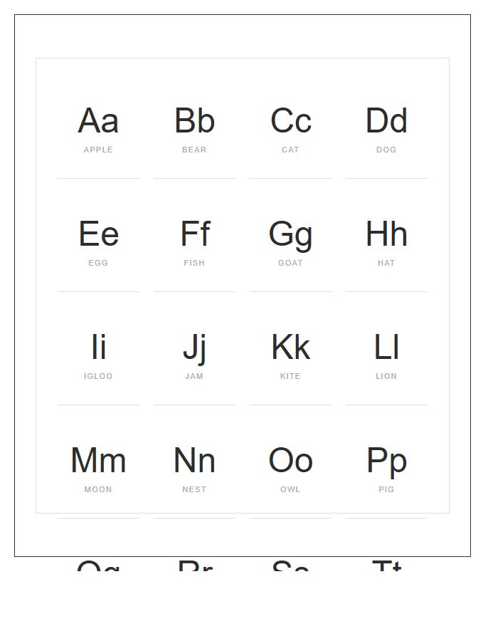Minimalist Classroom Printable Alphabet Chart