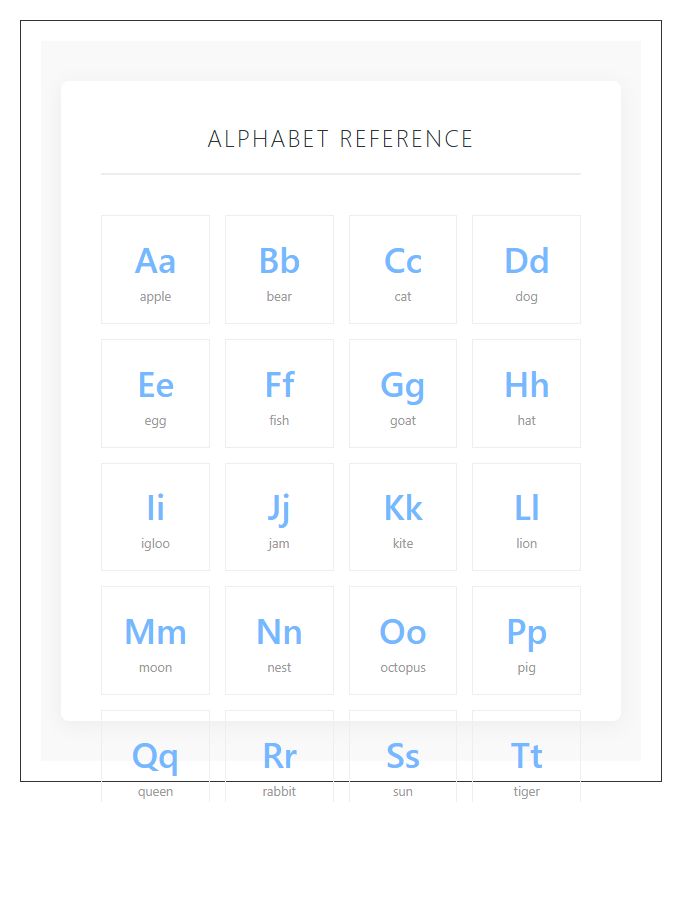 Preschool Learning Space Printable Alphabet Chart