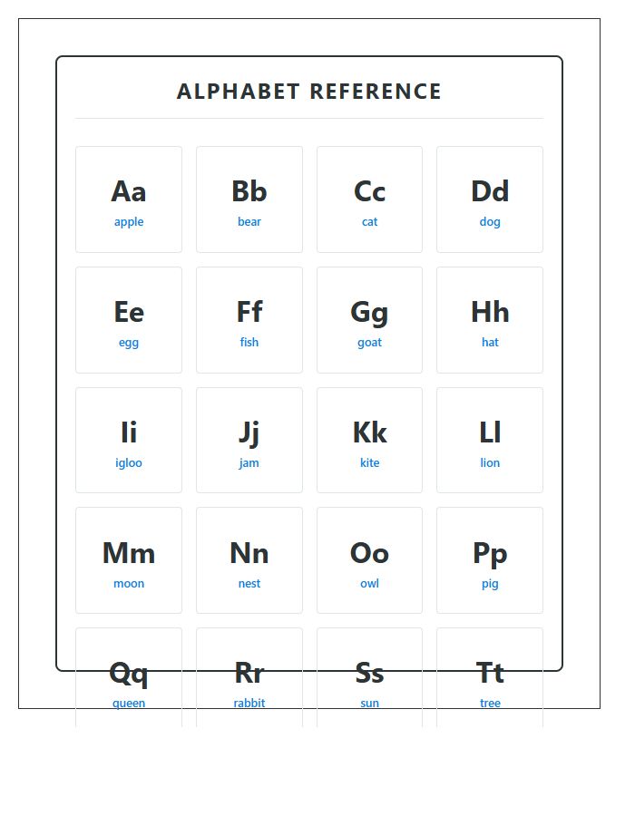 Small Space Homeschool Printable Alphabet Chart