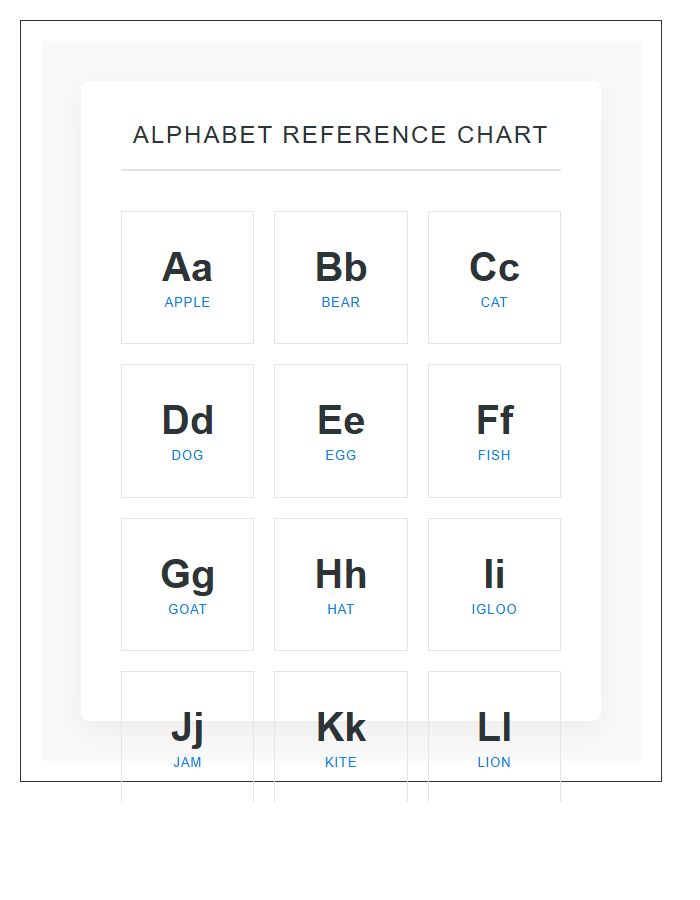 Teacher Resource Printable Alphabet Chart