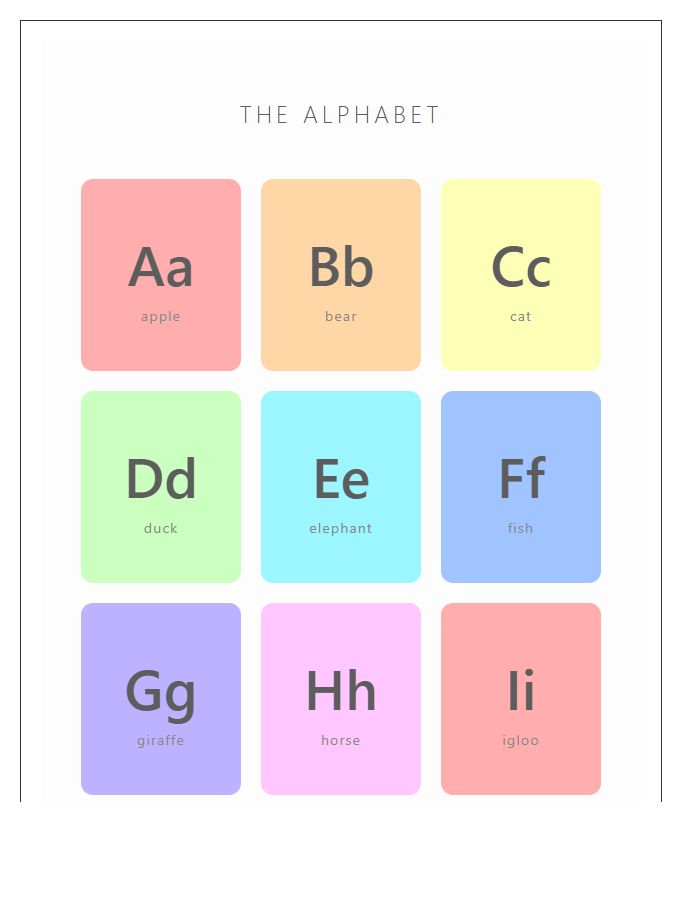 Toddler Playroom Alphabet Printable Chart