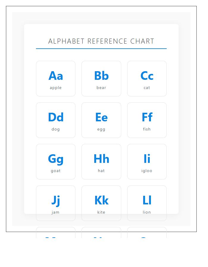 Preschool Literacy Printable Alphabet Chart