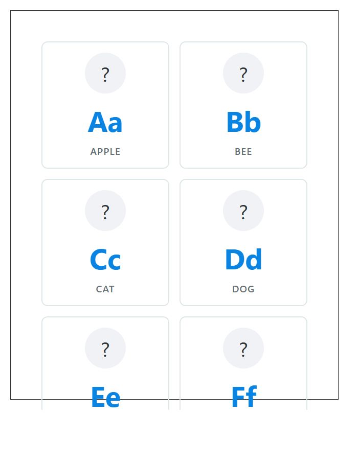 Illustrated Printable Alphabet Chart For Primary Grade Teachers