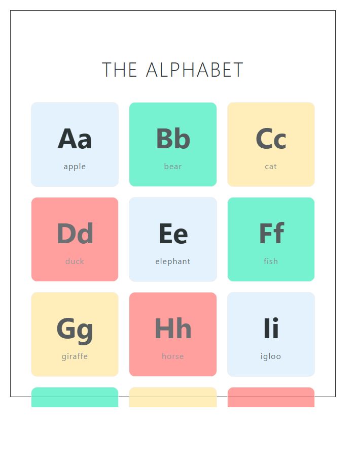 Primary School Wall Decor Printable Alphabet Chart