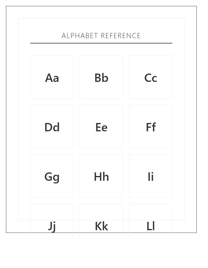 Standard Font Printable Alphabet Chart For Primary Level