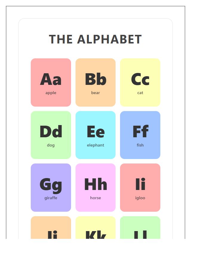 Educational Rainbow Aesthetic Printable Alphabet Chart