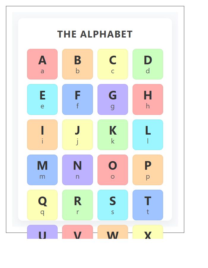 Kindergarten Rainbow Layout Printable Alphabet Chart