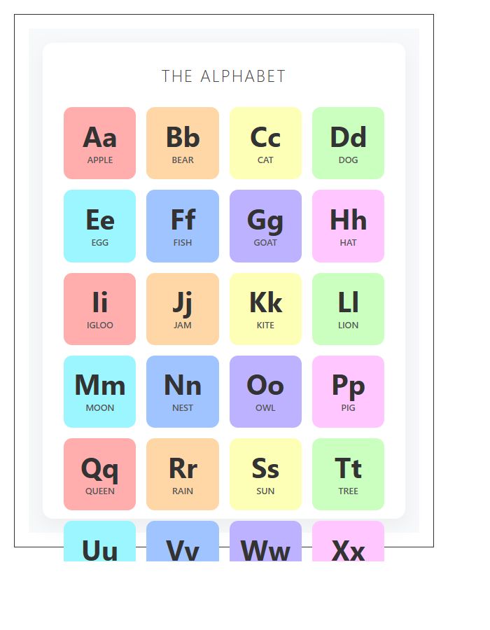 Modern Rainbow Style Printable Alphabet Chart