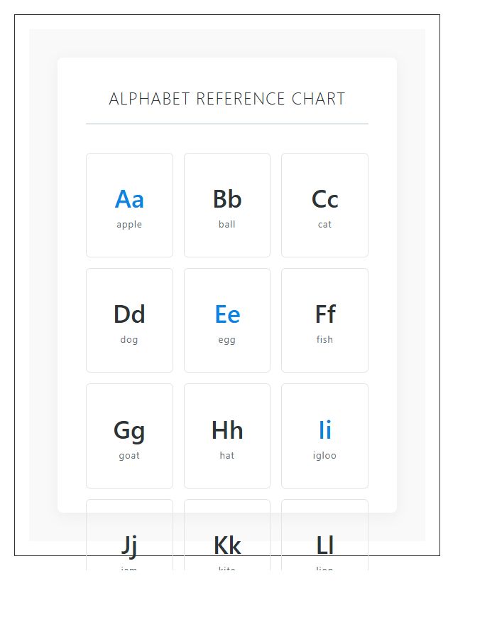 Early Literacy Printable Alphabet Chart