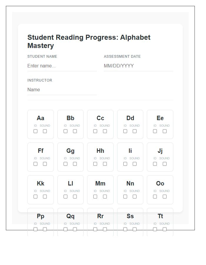 Student Reading Progress Alphabet Chart