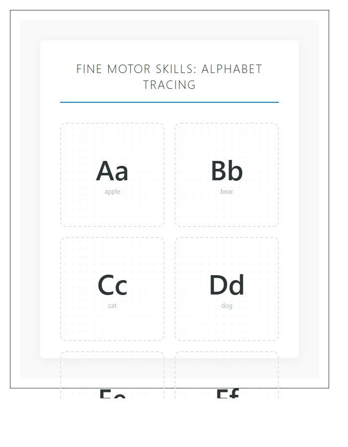 Fine Motor Skills Printable Alphabet Chart