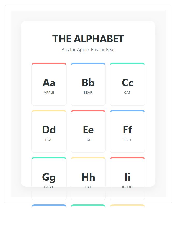 Preschool Learning Printable Alphabet Chart Poster