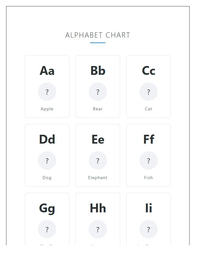 Visual Learning Printable Alphabet Chart For Kids