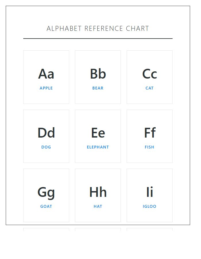 Home Schooling Printable Alphabet Chart