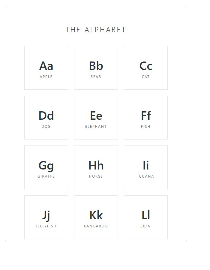 Modern Minimalist Printable Alphabet Chart