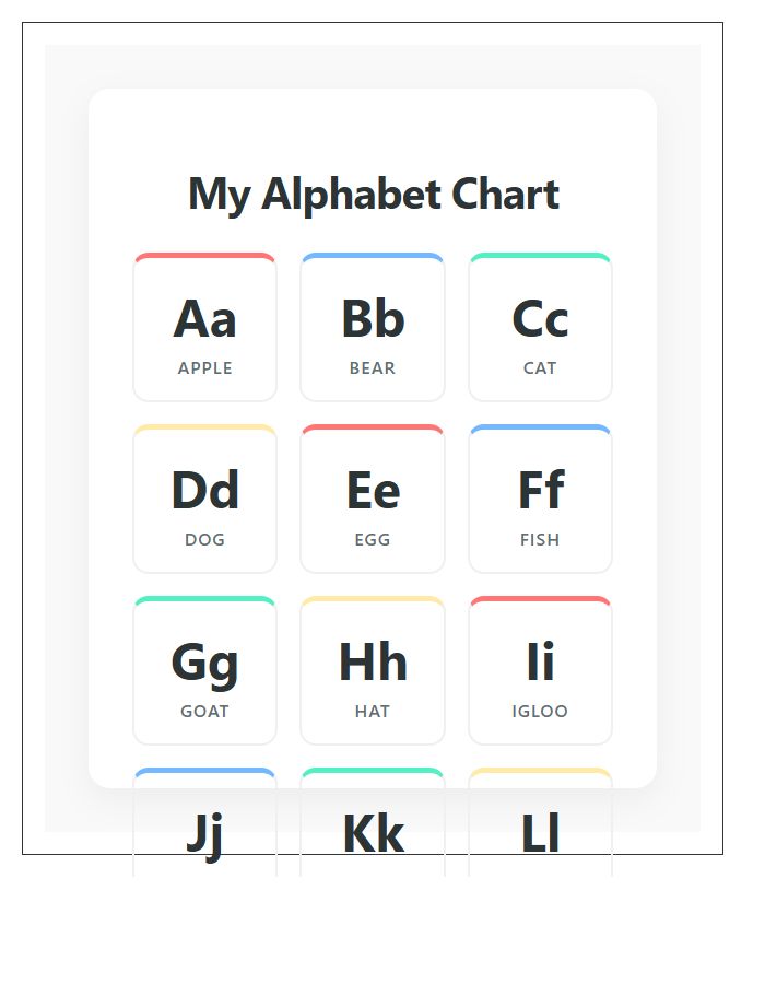 Preschool Educational Printable Alphabet Chart