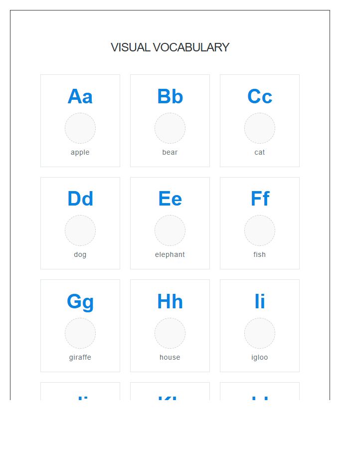 Visual Vocabulary Printable Alphabet Chart