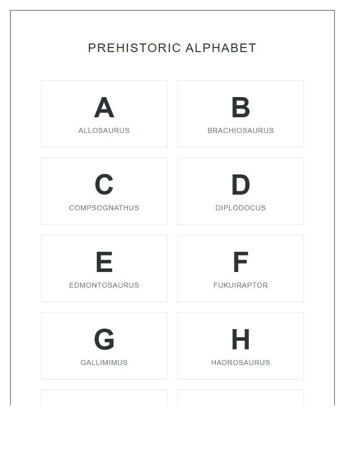 Classroom Dinosaur Species Names Printable Alphabet Chart Decor