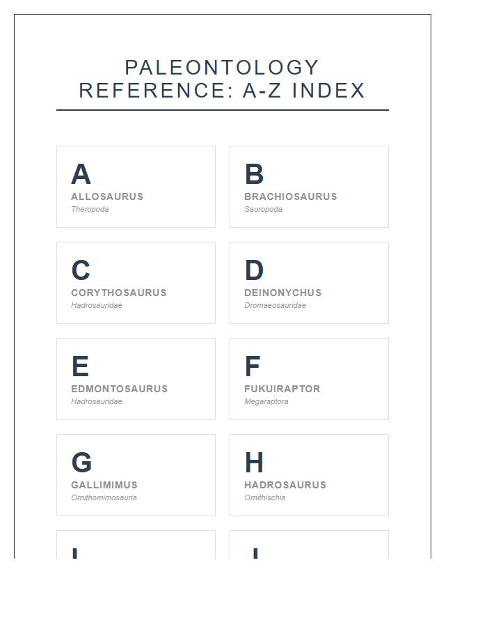 Professional Dinosaur Species Names Printable Alphabet Chart Graphic