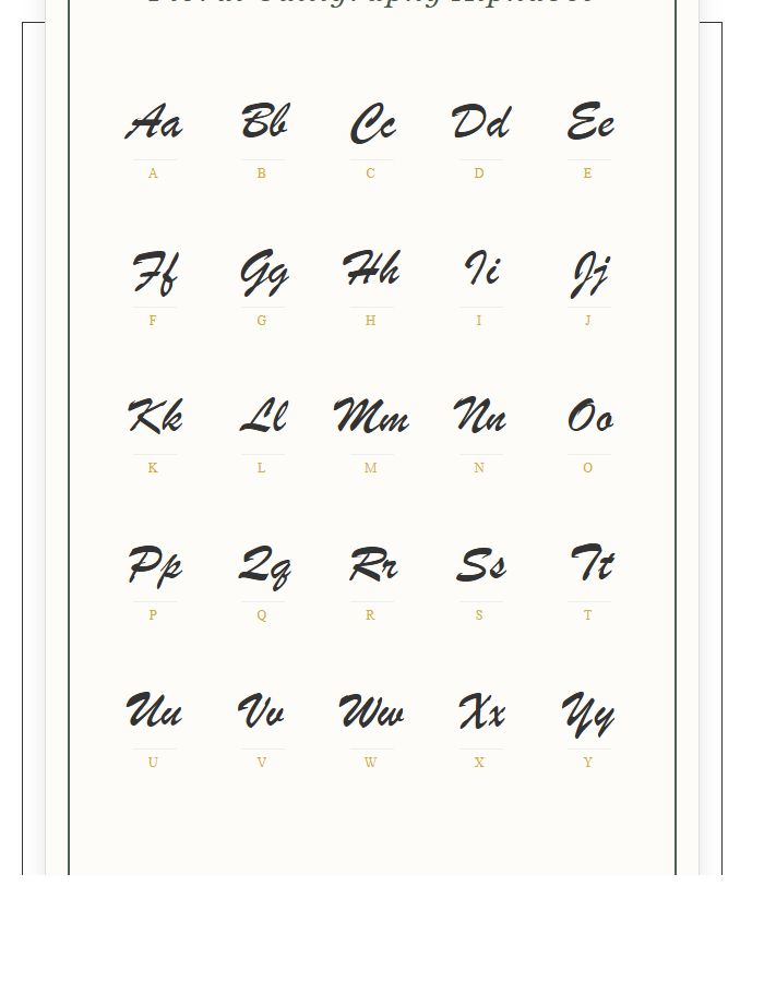 Floral Border Calligraphy Printable Alphabet Chart