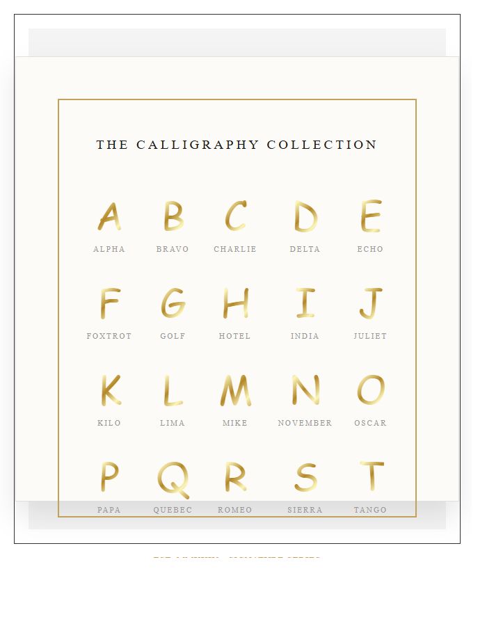 Luxury Gold Foil Calligraphy Printable Alphabet Chart