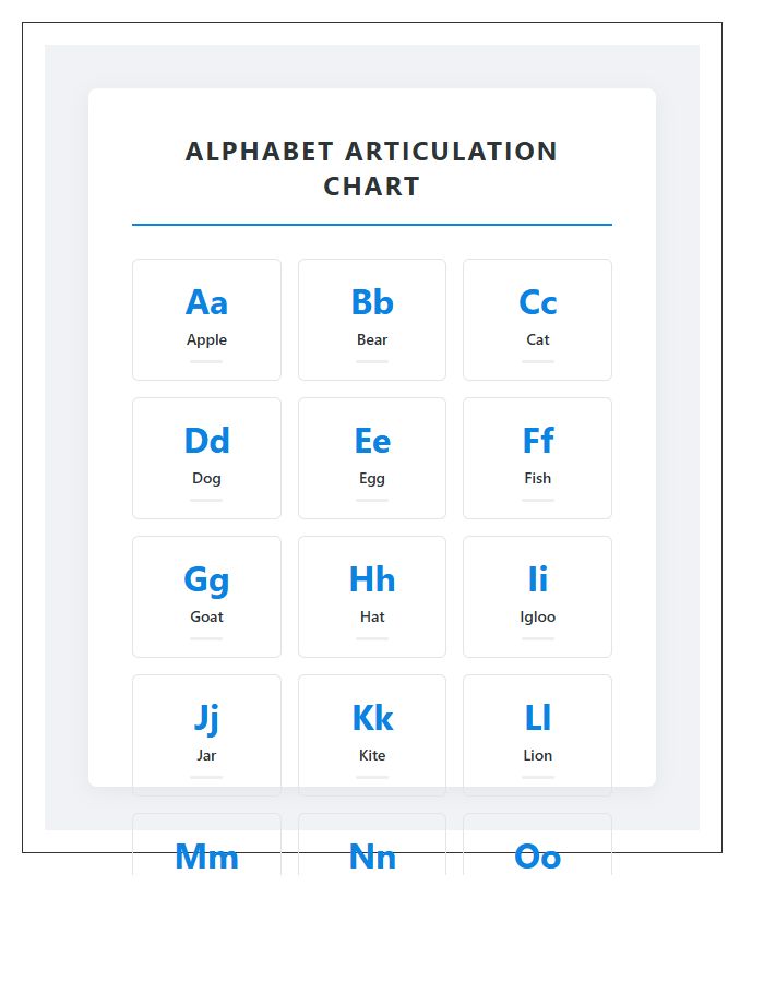 Speech Therapy Tool Printable Alphabet Chart