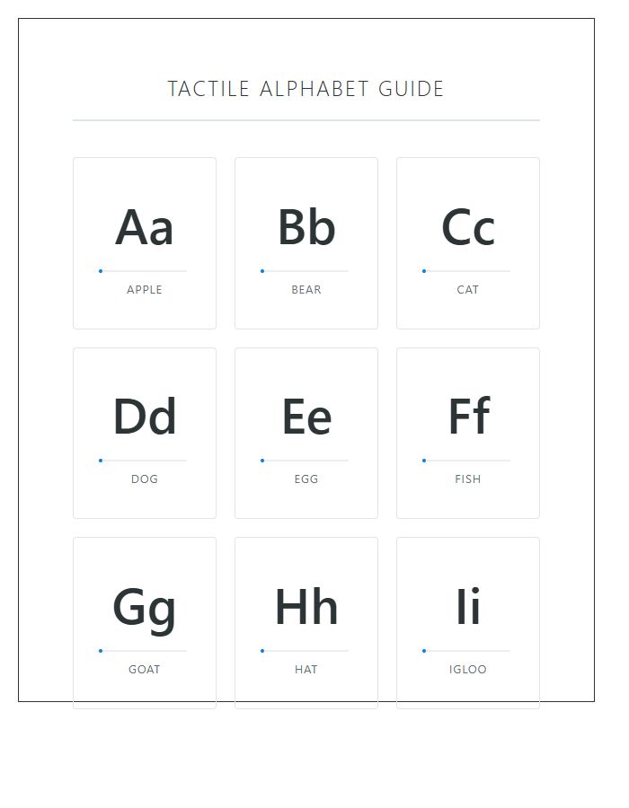 Tactile Learning Printable Alphabet Chart