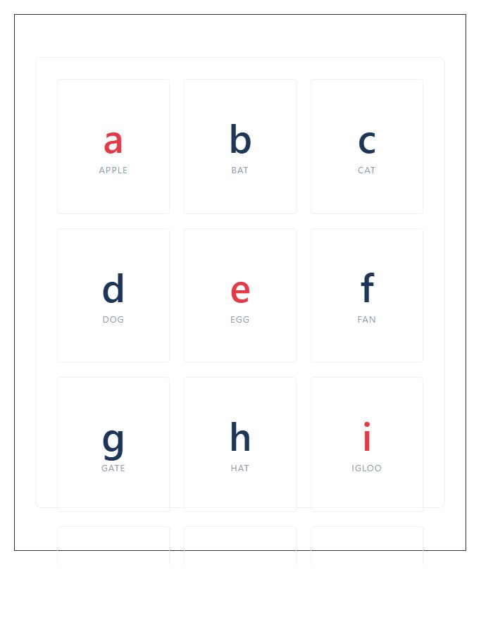 Montessori Method Compliant Printable Alphabet Chart