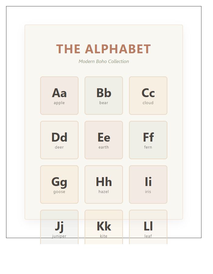 Boho Style Printable Alphabet Chart High Resolution