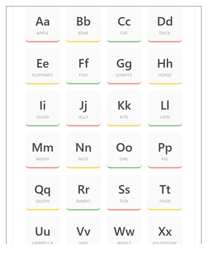 Educational Nursery Printable Alphabet Chart