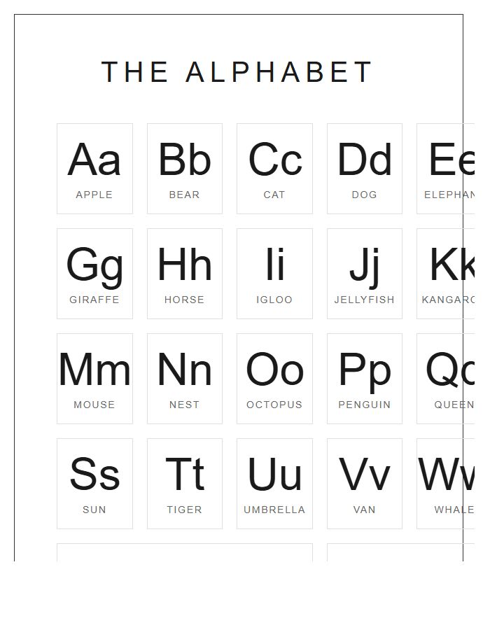 Large Format Printable Alphabet Chart Poster