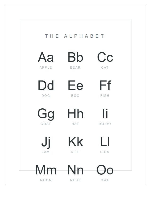 Modern Minimalist Printable Alphabet Chart Poster