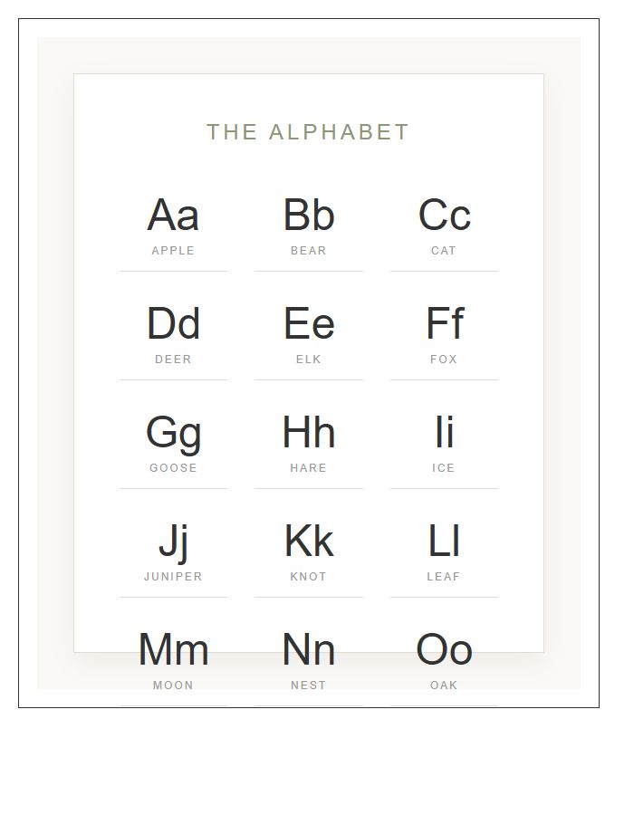 Scandinavian Design Printable Alphabet Chart