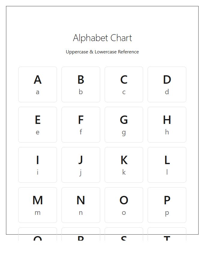 Uppercase And Lowercase Printable Alphabet Chart