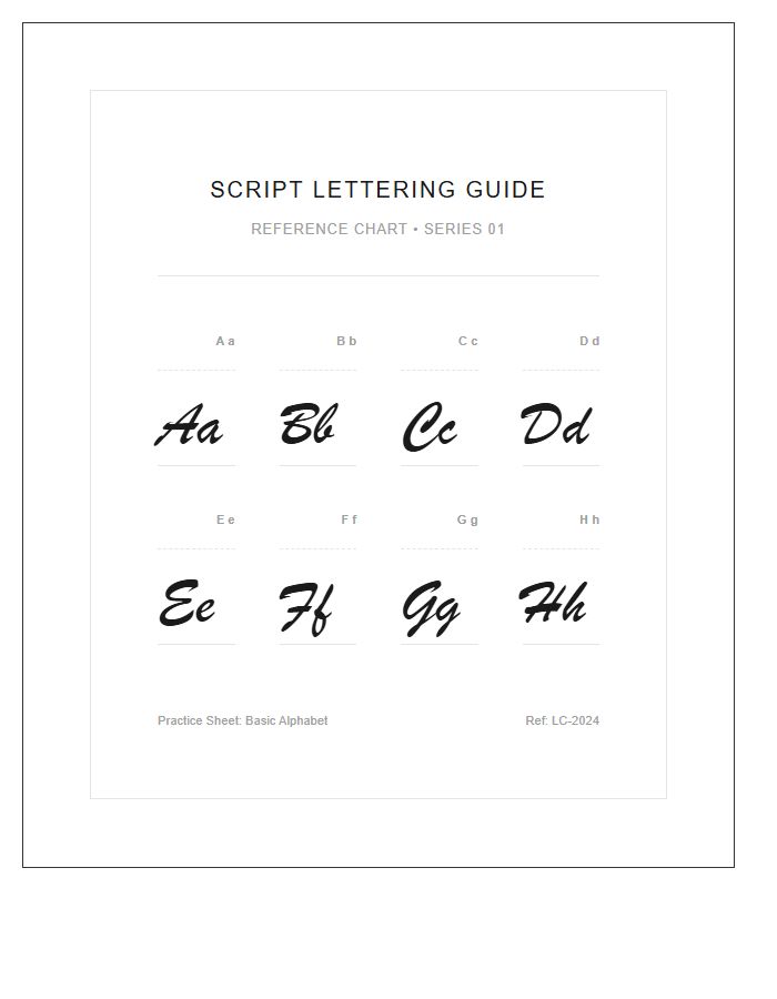 Beginner Script Lettering Guide Printable Alphabet Chart