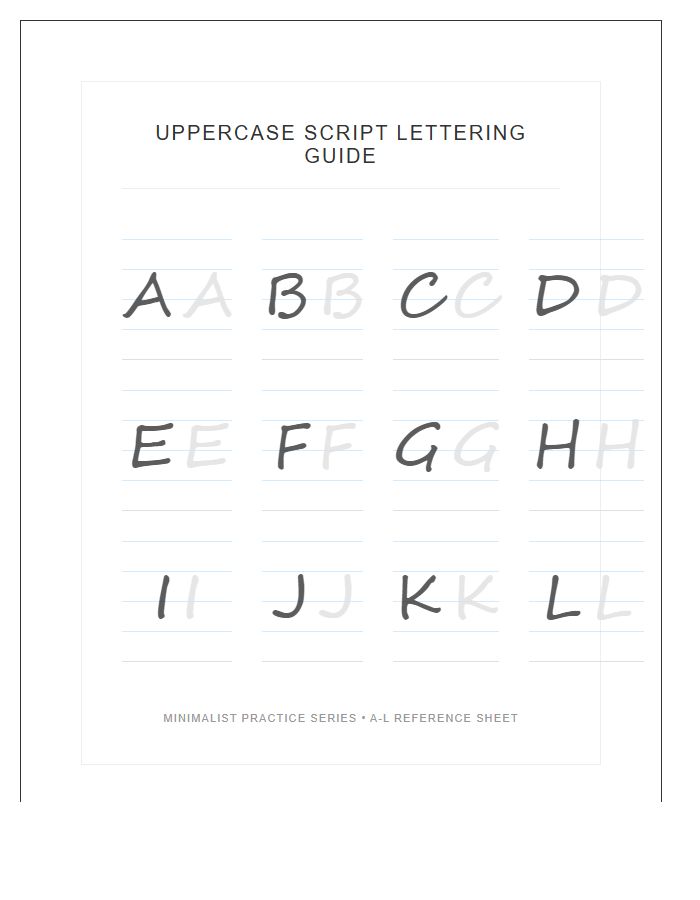 Uppercase Script Lettering Guide Printable Alphabet Chart