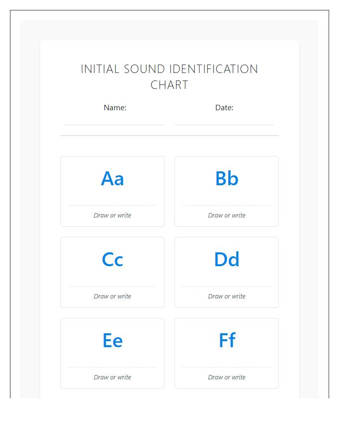 Student Initial Sound Identification Printable Alphabet Chart