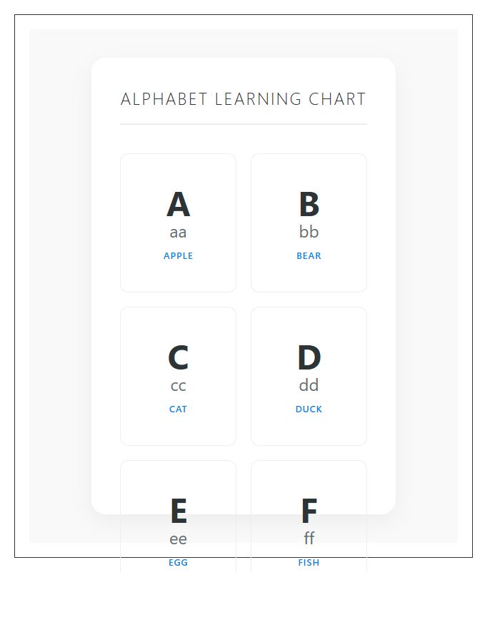 Interactive Learning Printable Alphabet Chart Design