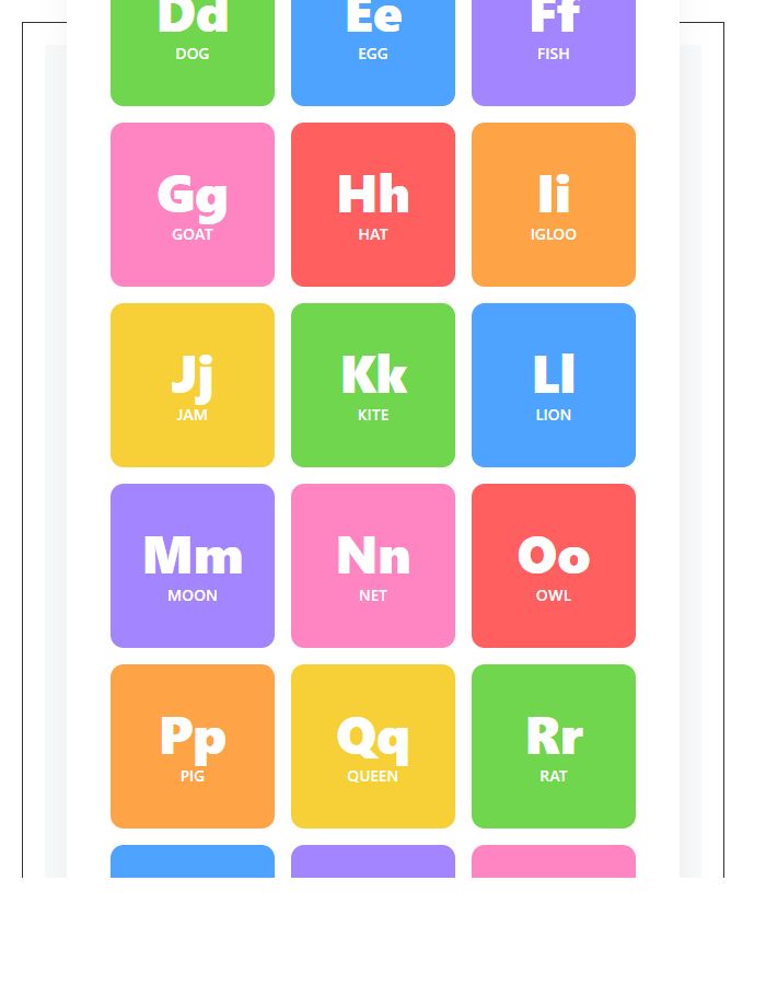 Multicolor Educational Printable Alphabet Chart