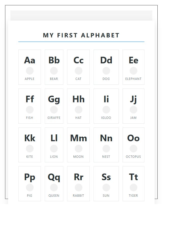 Pre-K Education Printable Alphabet Chart Poster
