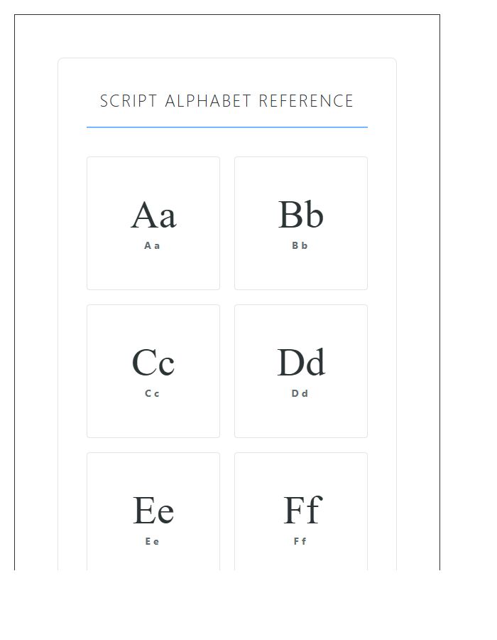 Script Font Printable Alphabet Chart For Students