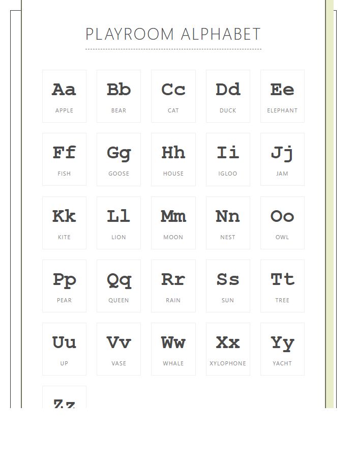 Hand Drawn Playroom Alphabet Chart Printable