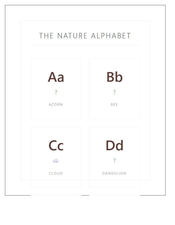Nature Inspired Alphabet Wall Chart Printable