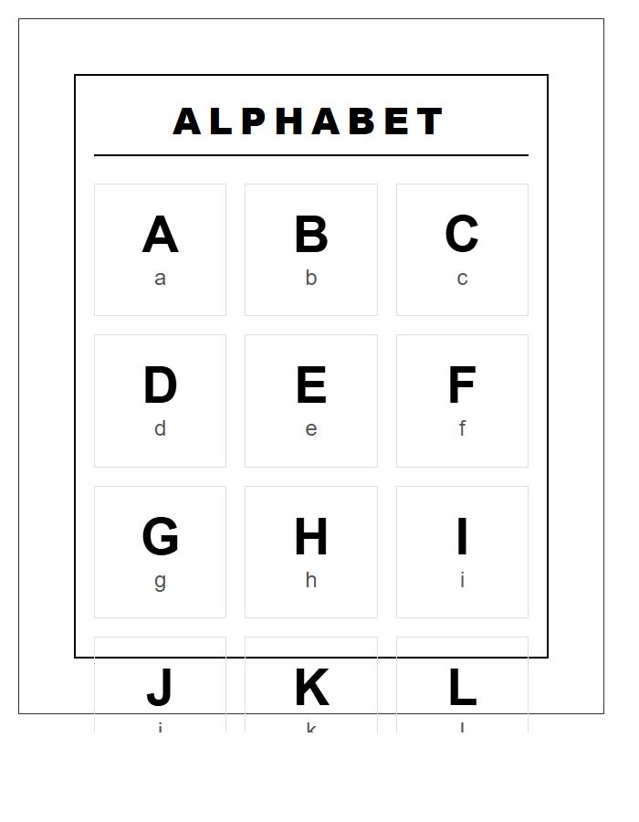 Clean Design Black And White Printable Alphabet Chart